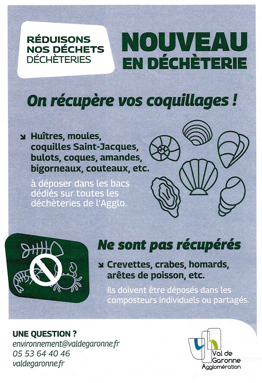 Nouveau : les déchèteries récupèrent vos coquillages !